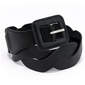 Susan Graver Criss-Cross Faux Leather Belt Size L/XL Black Buckle Adjustable